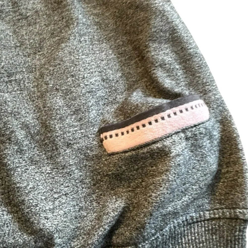 Vintage Gitano‎ Quarter Zip Up Grey And Pink  Pockets Medium